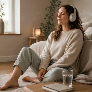 Persona haciendo un ejercicio con auriculares
